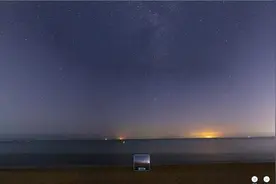 720°VR全景：带你去看银河星空下的海边图片
