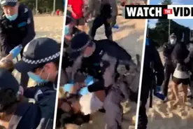 暴力执法？澳大利亚维州警方在海滩逮捕违规者 推搡孕妇惹争议图片