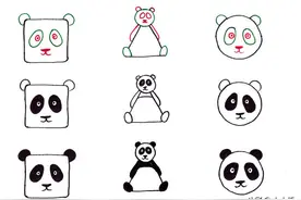 动物简笔画，圆形三角形方形画熊猫奶牛等各种动物图片