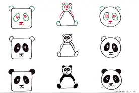 动物简笔画，圆形三角形方形画熊猫奶牛等各种动物图片