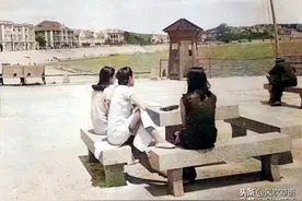 山东青岛老照片：1940年6月，日本人盘踞时期的第一海水浴场图片