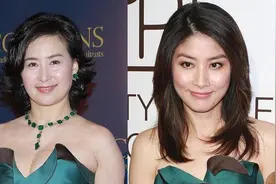 何超琼穿墨绿裙隔空撞衫陈慧琳，身材输给后者，但气场绝对艳压图片