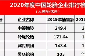 中国轮胎企业排行榜（2020年度）图片