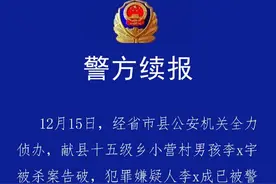 《献县10岁男孩下楼扔垃圾失踪》续：李泽宇被害案告破图片