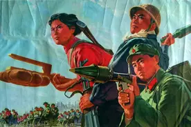 红色时代保卫祖国的宣传画，提高警惕，随时准备歼灭入侵之敌图片