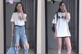 夏季女孩可盐可甜的搭配，T恤+短裤+棒球帽，帅得不要不要的了图片