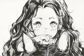 今日绘画推荐：一组二次元黑白线稿插画，精致可爱的少女，好喜欢图片