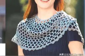 「钩编图解」简洁图案的渔网小披肩，可以搭配连衣裙图片