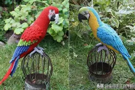 「针织作品」编织出来的鹦鹉，当摆设能以假乱真了图片