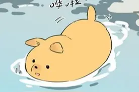漫画：狼王带领小奶狗水中嬉戏，奶爸狼王脑补小奶狗各种遇险场景图片