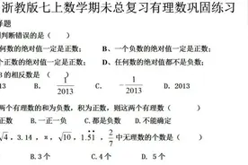 浙教版七年级上数学期未总复习第一章有理数巩固练习(含答案)图片