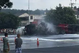 绵阳江油挂车罐车相撞 已造成3人死亡图片