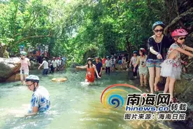 踏瀑戏水闯深潭 外地游客体验海南呀诺达热带雨林游图片