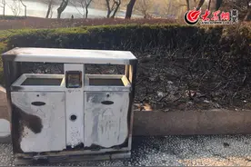 莱芜红石公园垃圾箱起火 神盾特勤十分钟灭火图片