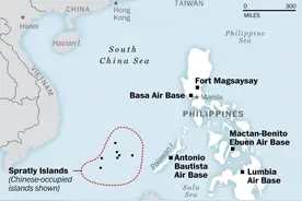 美媒列地图说明美驻菲军事基地距离南海之近图片