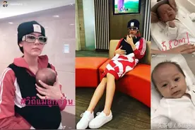 泰星辣妈Chompoo带双胞胎儿子检查身体图片
