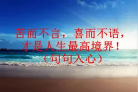 苦而不言，喜而不语，才是人生最高境界！看看吧，说的太好了视频封面
