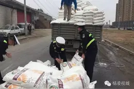 30余袋面粉散落一地 热心交警协力装车图片