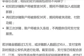 支付宝：网络赌博将永久冻结账户图片