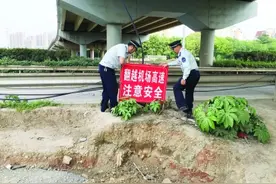 “翻越机场高速注意安全” 奇葩警示牌被武汉城管拔除图片