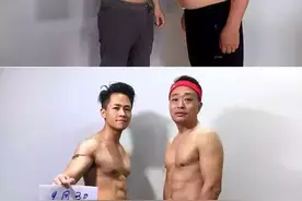 32岁小伙先增肥20斤，再带着父亲减重40斤，俩人都练出了6块腹肌图片