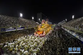 里约狂欢节特级组桑巴舞校花车巡游表演落幕图片