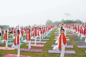 世界顶尖大师领衔 中印千人瑜伽大会天台启幕图片