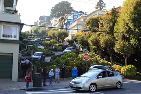 一路弯曲一路花---旧金山九曲花街图片