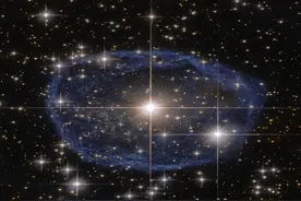 哈勃望远镜拍超美照片：蓝色星云包围沃尔夫-拉叶星WR 31a图片