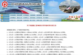 因线路施工，16日-19日，济南部分列车临时停运图片