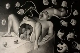 （绘画）意大利Sicioldr恐怖荒诞的超现实无意识绘画图片