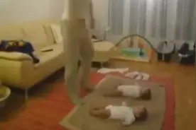 超可爱！小宝宝学爸爸跳舞！跟着音乐的节拍，简直太神奇了！图片