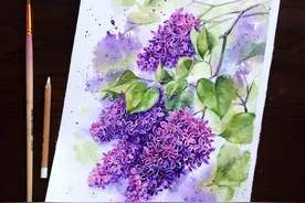 水彩：绽放的 “水” 鲜花图片