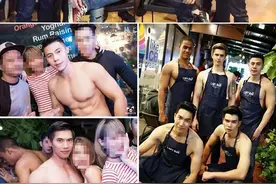 泰国新开的一家酒吧，服务员个个都是年轻帅气的肌肉男图片