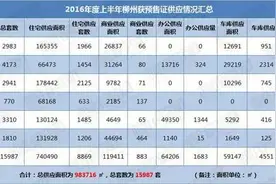 上半年柳州楼市总供应15987套，供应总面积983716㎡，柳南区成供应主力图片