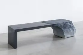 极简美学：沙子与水泥创建的雕塑长凳图片