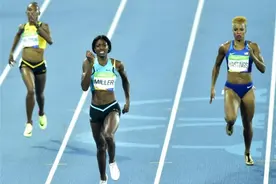 女子400米巴哈马选手鱼跃俯冲“飞”过终点 惊险夺冠（图图片
