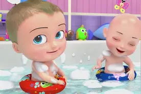 妈妈给两个宝宝洗澡澡 妈妈给撒了许多香香的泡泡 洗啊洗英文儿歌视频封面