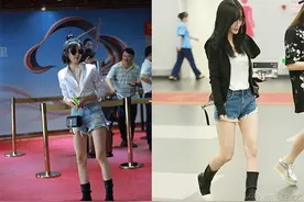娜扎和李小璐穿同款短靴现身机场，谁穿得美？图片