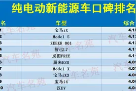 太难了！纯电动汽车口碑榜出炉：汉EV前10，海豹第19，Model Y上榜图片