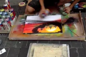 独特的绘画方法，用自喷漆罐做出喷绘画，买不起喷枪的试一下视频封面