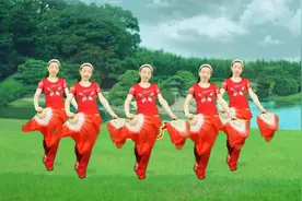 陕西民歌广场舞《拥军秧歌》红歌难忘 旋律欢快 多彩多姿附教学