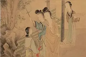 绘画家创作的贵妃出浴图，展现了她莲花般白里透红的迷人形象图片