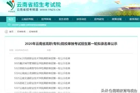 2020年云南省高职(专科)院校单独考试招生第一轮拟录名单出炉 考生须于6月5日-6日进行确认图片