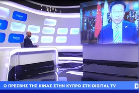 驻塞浦路斯大使刘彦涛接受塞电视台DIGITAL TV视频采访图片