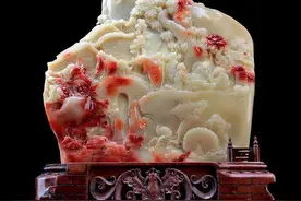 极品寿山白芙蓉飘红摆件图片