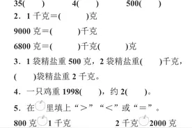 二年级数学下册《克和千克》同步测试卷（附答案）图片
