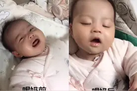 小婴儿“奶睡”后有多萌？表情变化生动，脸上仿佛写着“满足”图片