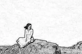 故事：平静的山坡上坐着一个邋遢的女人图片