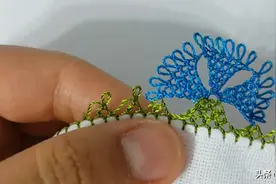 「细线花边」蓝色花边的锁边方法！图片